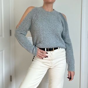 Cold Shoulder Cable Knit Sweater